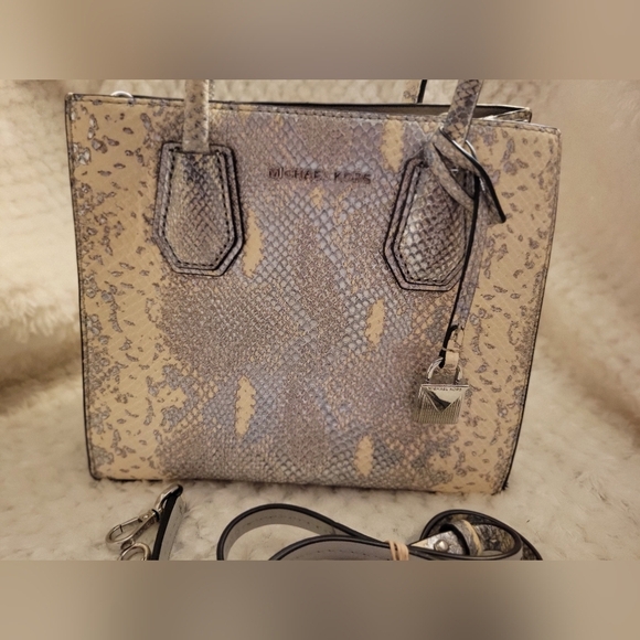 Michael Kors Metallic Faux Snakeskin Purse Crossbody Animal Print - Picture 6 of 13